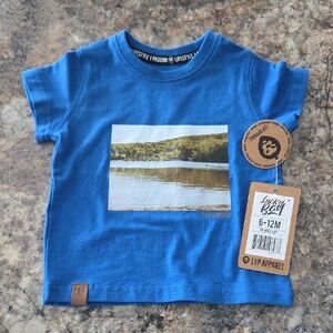Size 6-12 Months L&P Apparel NEW Lucky Bay Blue Scenic Print T-Shirt